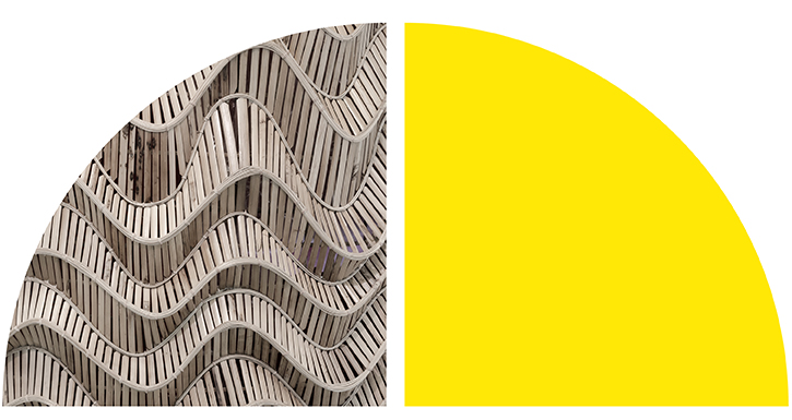 Abstract graphic featuring a textured architectural wave pattern.