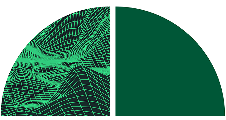Green wireframe landscape.