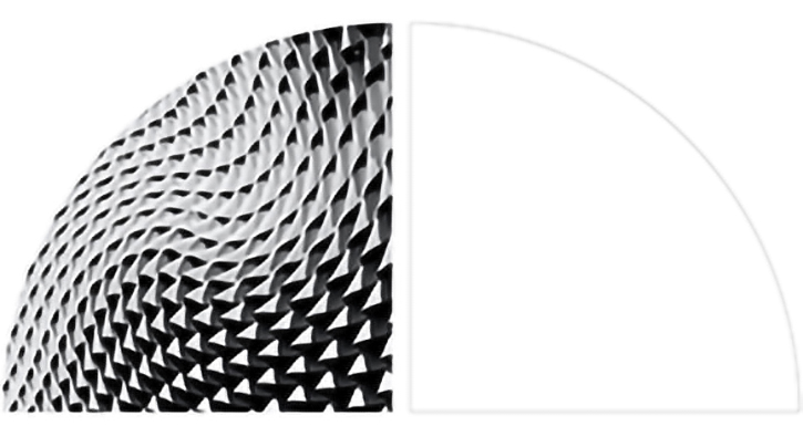 A grid of 3D pyramid-like shapes in black and white, creating an optical illusion.